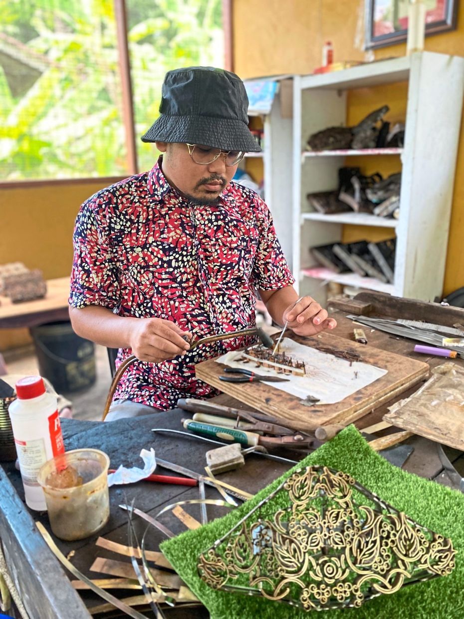 Mohd Eri says learning to make batik blocks is challenging, mainly producing intricate motifs on copper blocks.