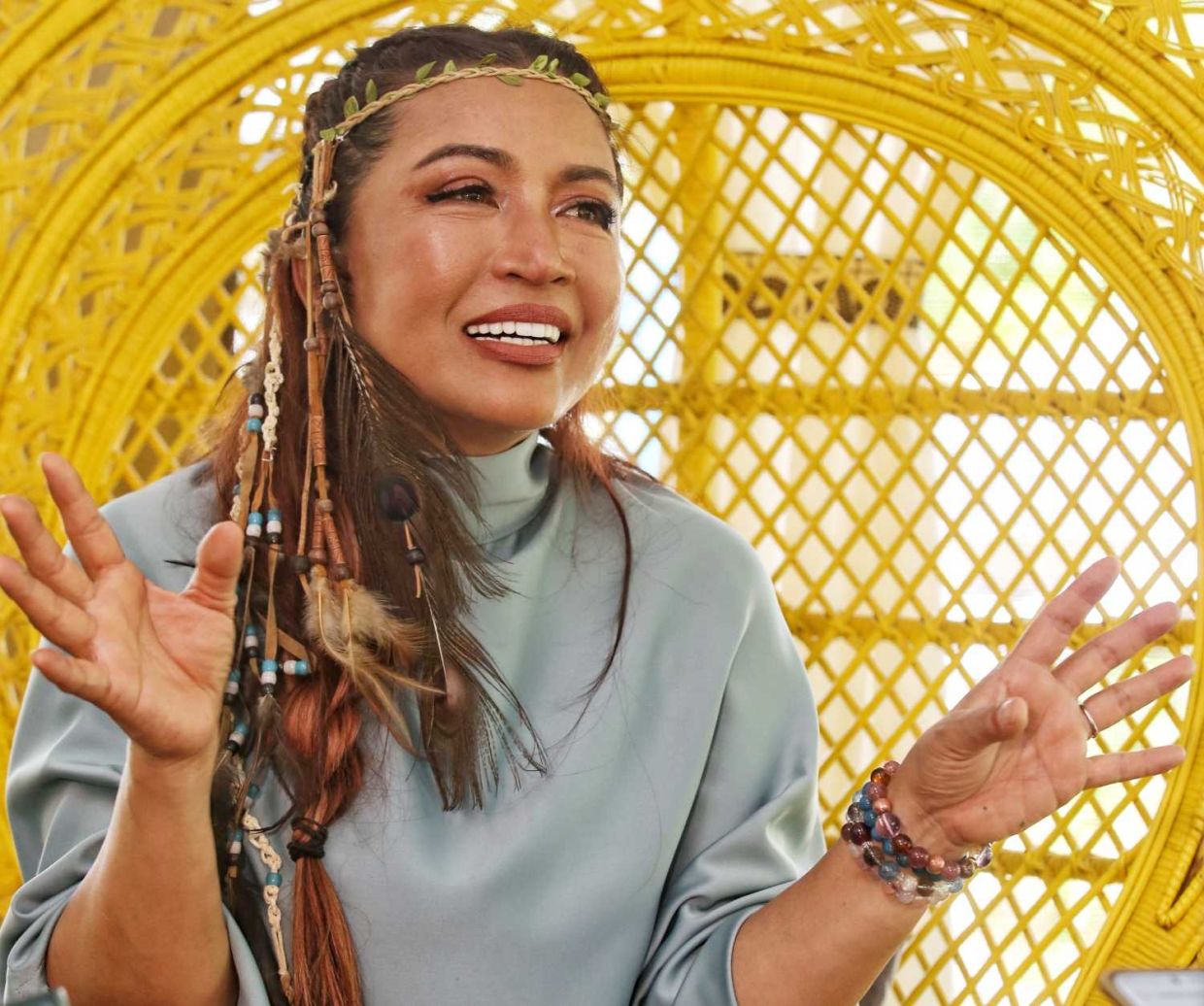 Puan Sri Tiara Jacquelina during the Raya in the Rain Forest at Tiarasa Escapes Glamping Resort Janda Baik, Pahang.— MUHAMAD SHAHRIL ROSLI/The Star