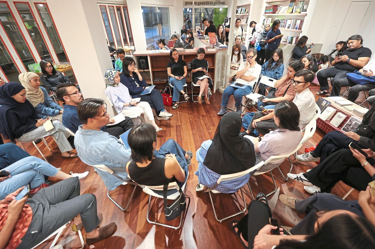 Architectural research practice E9A on their latest book, 'Between Rail and River: Notes In Time On Kluang', July 25, 2025. — GLENN GUAN/The Star