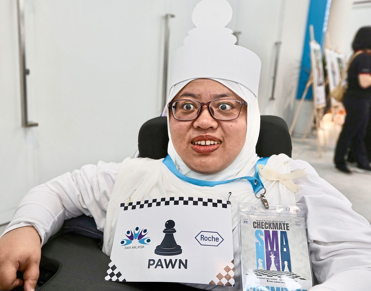 Checkmate SMA – Largest Human Chess Match. In conjunction with SMA Awareness Month and SMA Malaysia’s 8th Anniversary, this historic event will feature Malaysia’s largest life-sized Human Chess Match, with each chess piece represented by SMA fighters, caregivers, siblings, stakeholders, and volunteers. —Low Lay Phon/The Star