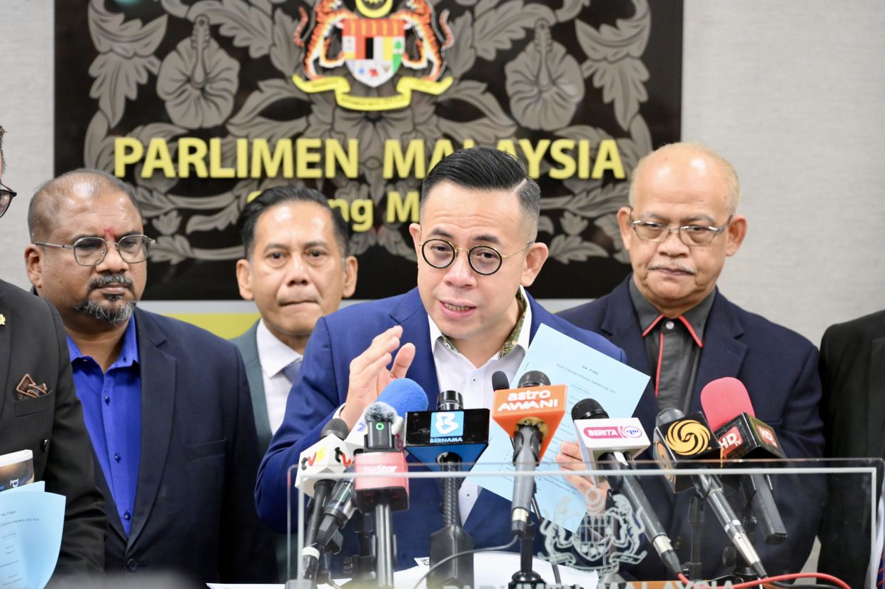 Human Resources Minister Steven Sim held a press conference regarding the Gig Workers Bill 2025 at the Parliament building today. — RAJA FAISAL HISHAN/The Star
