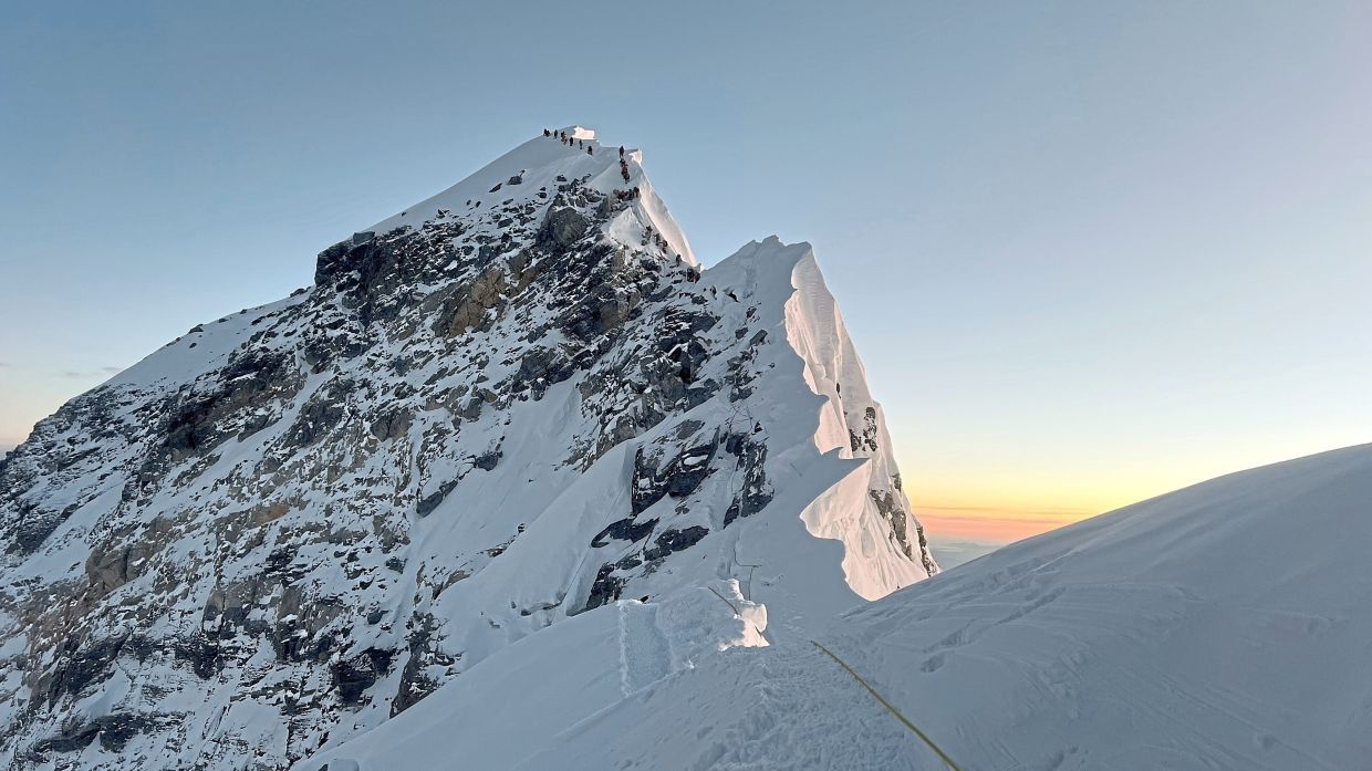 FILED - A view of Mount Everest - with drones meaning Sherpas can now work more easily, as some of the heavy lifting is done by technology. Photo: Narendra Shahi Thakuri/dpa