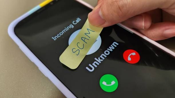 Receiving an unknown incoming call. Scam concept