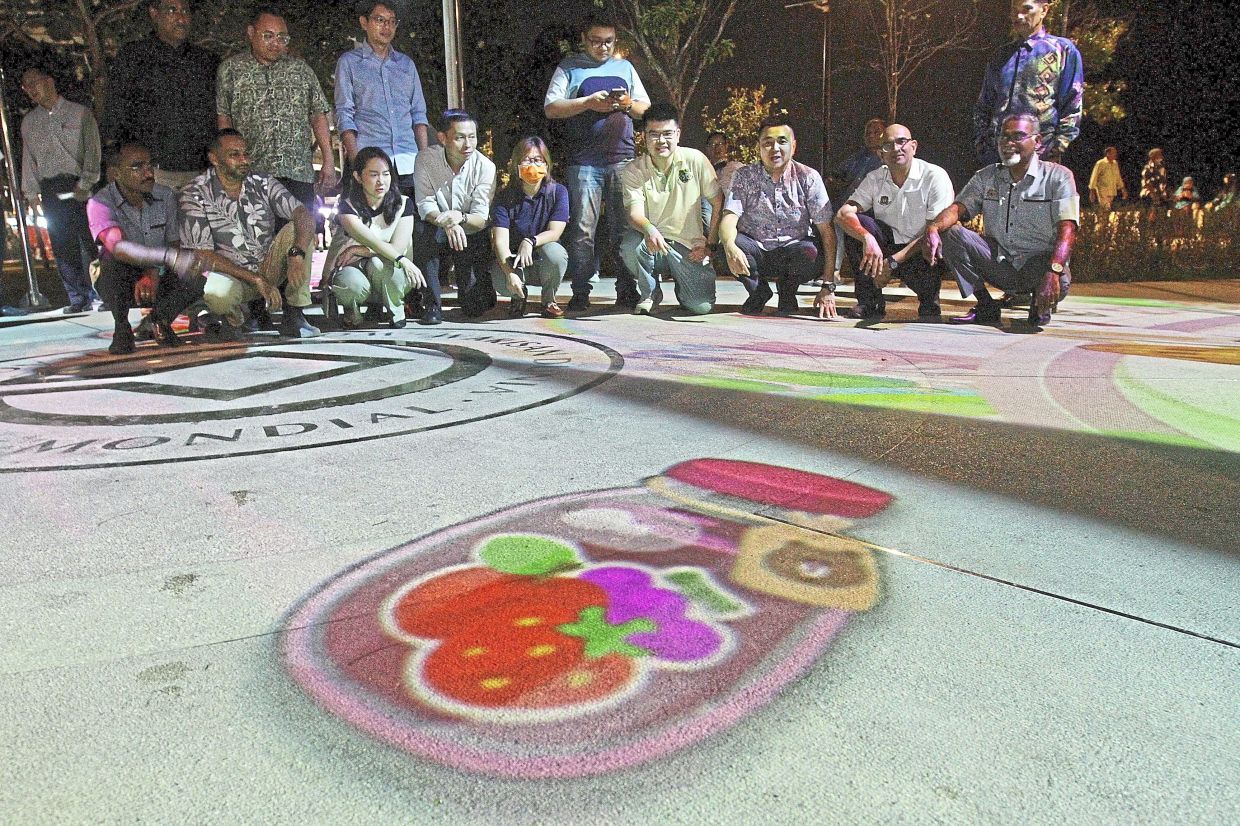 Interactive Laser Decorative Light Projector with Motion Sensor installation project at Linear Park in Padang Kota Lama, George Town, Penang.( November 10, 2025 ) — LIM BENG TATT/The Star