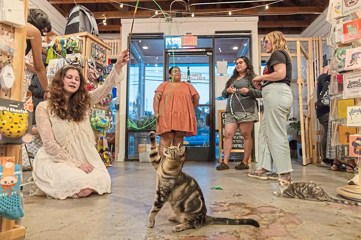 “This is a beautiful marrying of my interests,” silent reading party attendee Regan Rudman said of the event. “It also provides a great third space that we’re really missing nowadays.” (Juliana Yamada/Los Angeles Times/TNS)